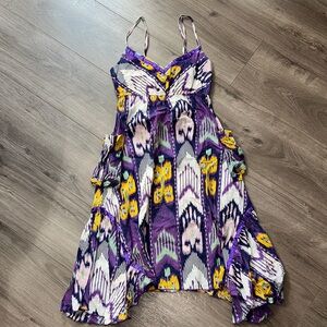 Urban Nomad Purple and Green FESTIVAL Patterned Women’s Dress Boho Garment